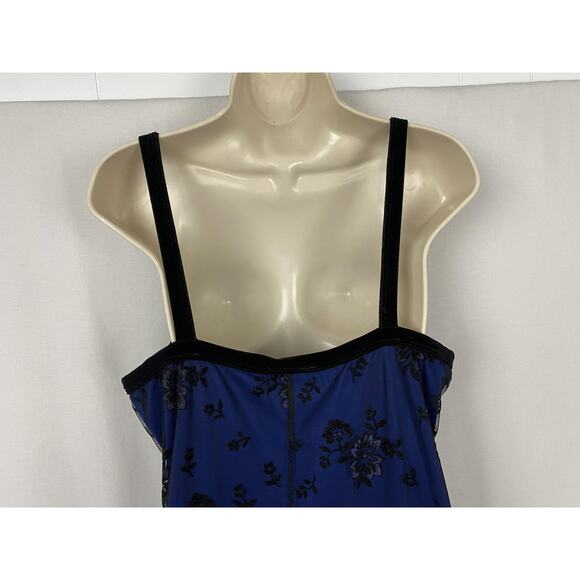 Gothic Romance Velvet & Lace Maxi Slip Dress 2X Blue Black 90s Rocket Candy - Picture 6 of 13